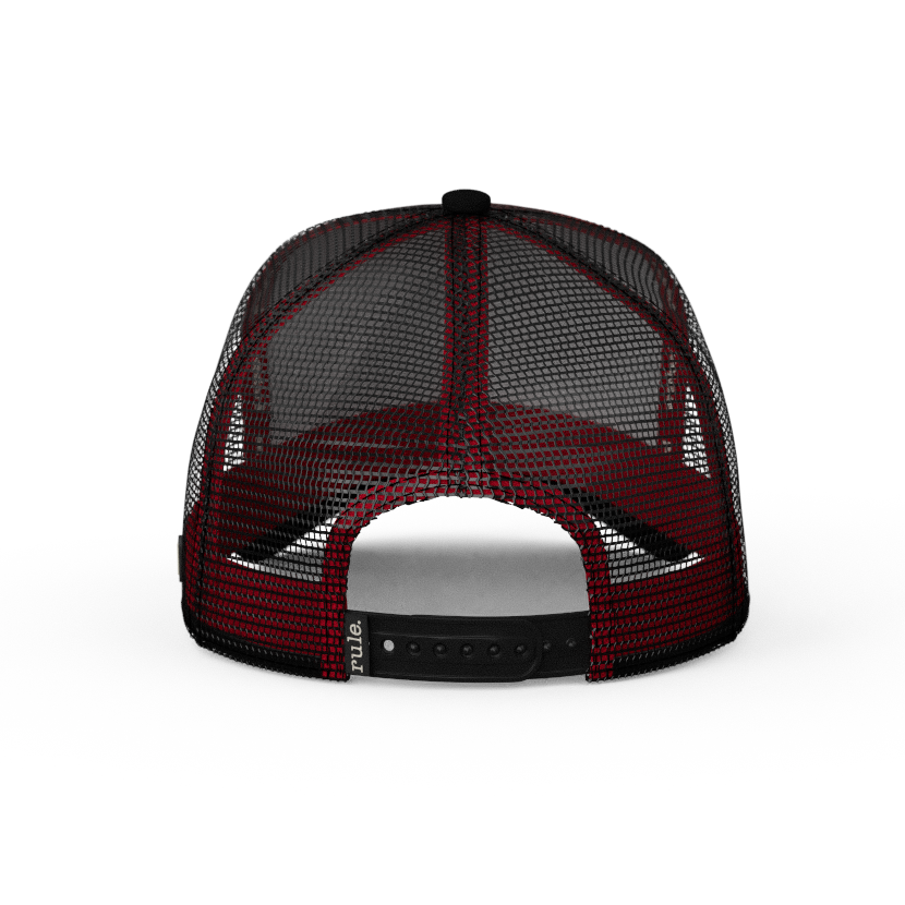 Buffalo Plaid OVERLORD X Looney Tunes Sam the Sheepdog trucker baseball cap hat with black adjustable strap.